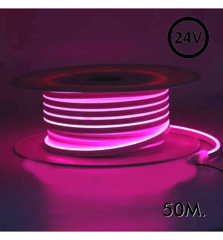 Neón LED Flexible 24V - 8W/m - Bobina 50m - 6x12mm - ROSA - Imagen 1