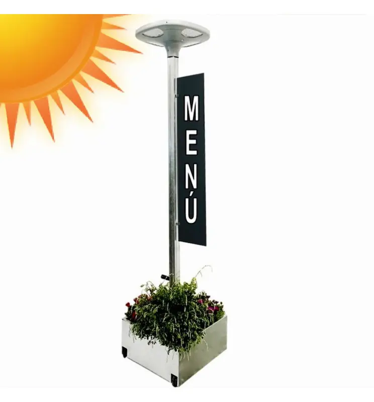 LED Streetlight SOLAR 100W SUNWAY + Height-adjustable portable pole with wheels - Imagen 1