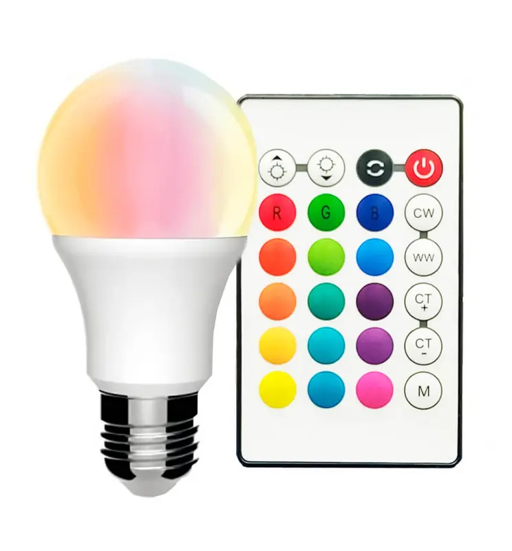 Bombilla LED RGB + 3000K - 10W 270º E27 con Mando a Distancia - Imagen 1