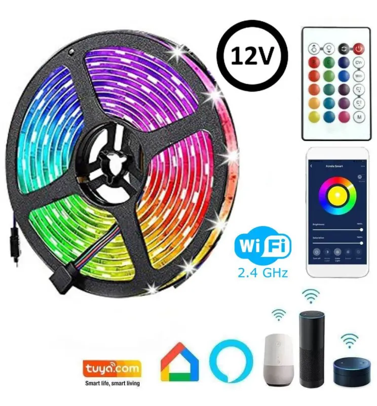 Pack LED-nauha 24W 12V SMART WiFi RGB + CCT + Kaukosäädin - himmennettävä - SMD5050 - Imagen 1