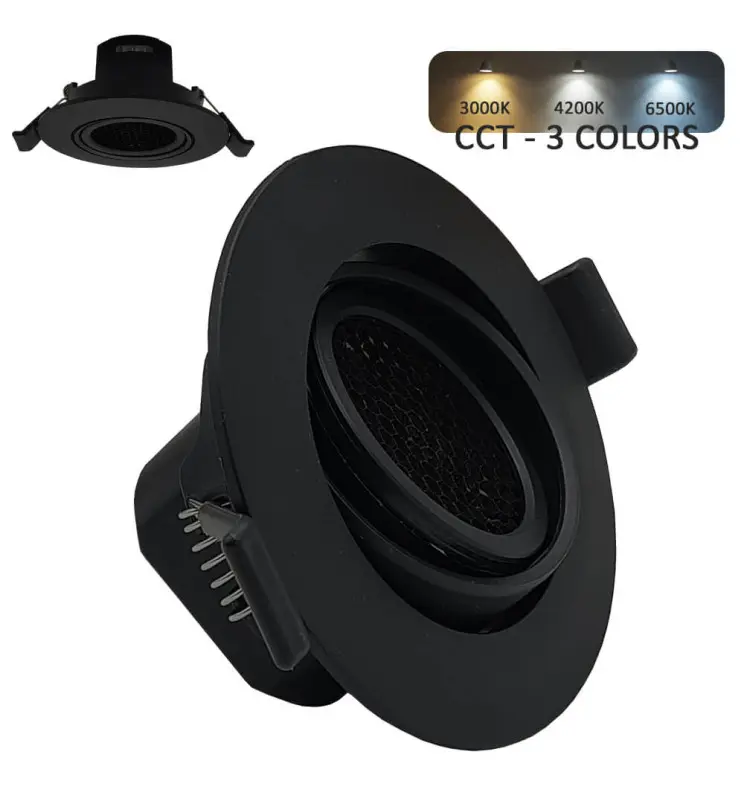 Empotrable LED 7W Circular Negro - Orientable - UGR19 - CCT Color Seleccionable - Imagen 1