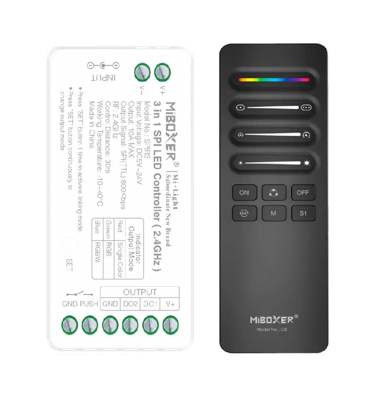 Pack Controladora LED SPI digital  RGB - RGBW - RGBIC - 5-24V + Control remoto - Imagen 1