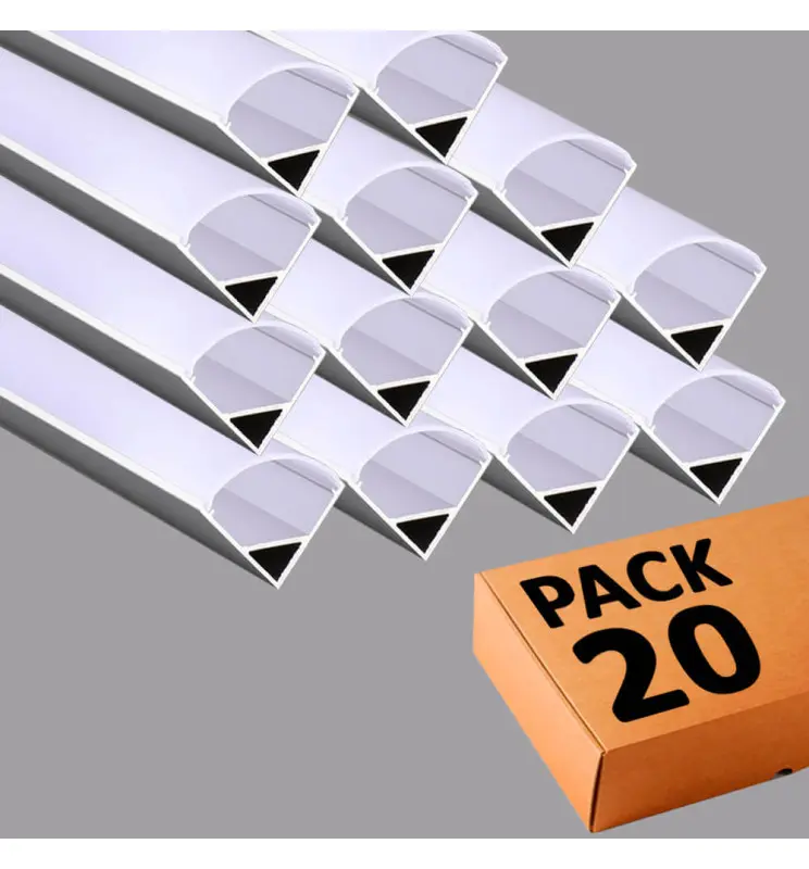 PACK Perfil Aluminio 2 metros Angular 90º - L - para Tiras de LED - Imagen 1
