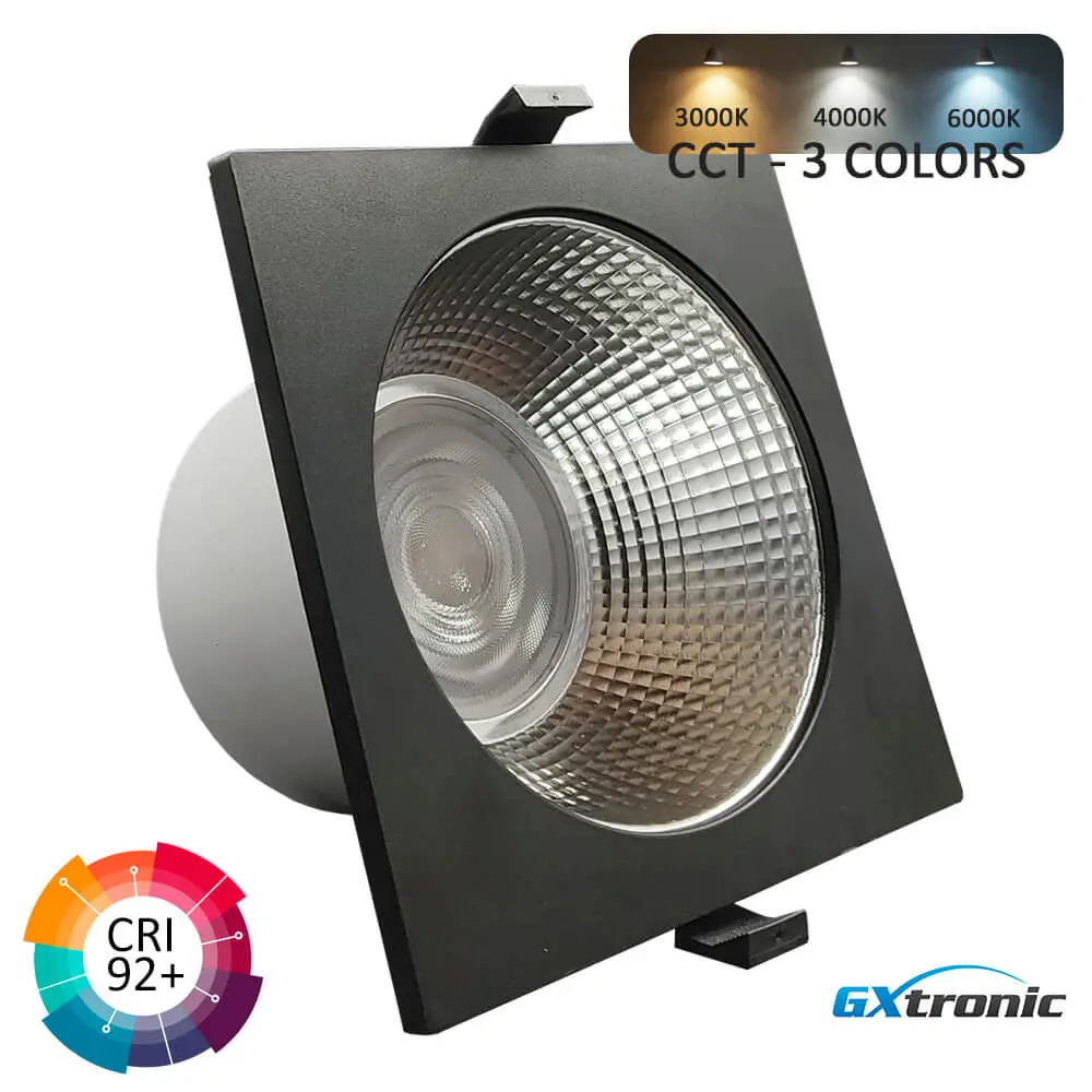 Foco Downlight LED Cuadrado 30W GXtronic | 3CCT | CRI+92 | IP65 | Corte Ø145mm - Imagen 1