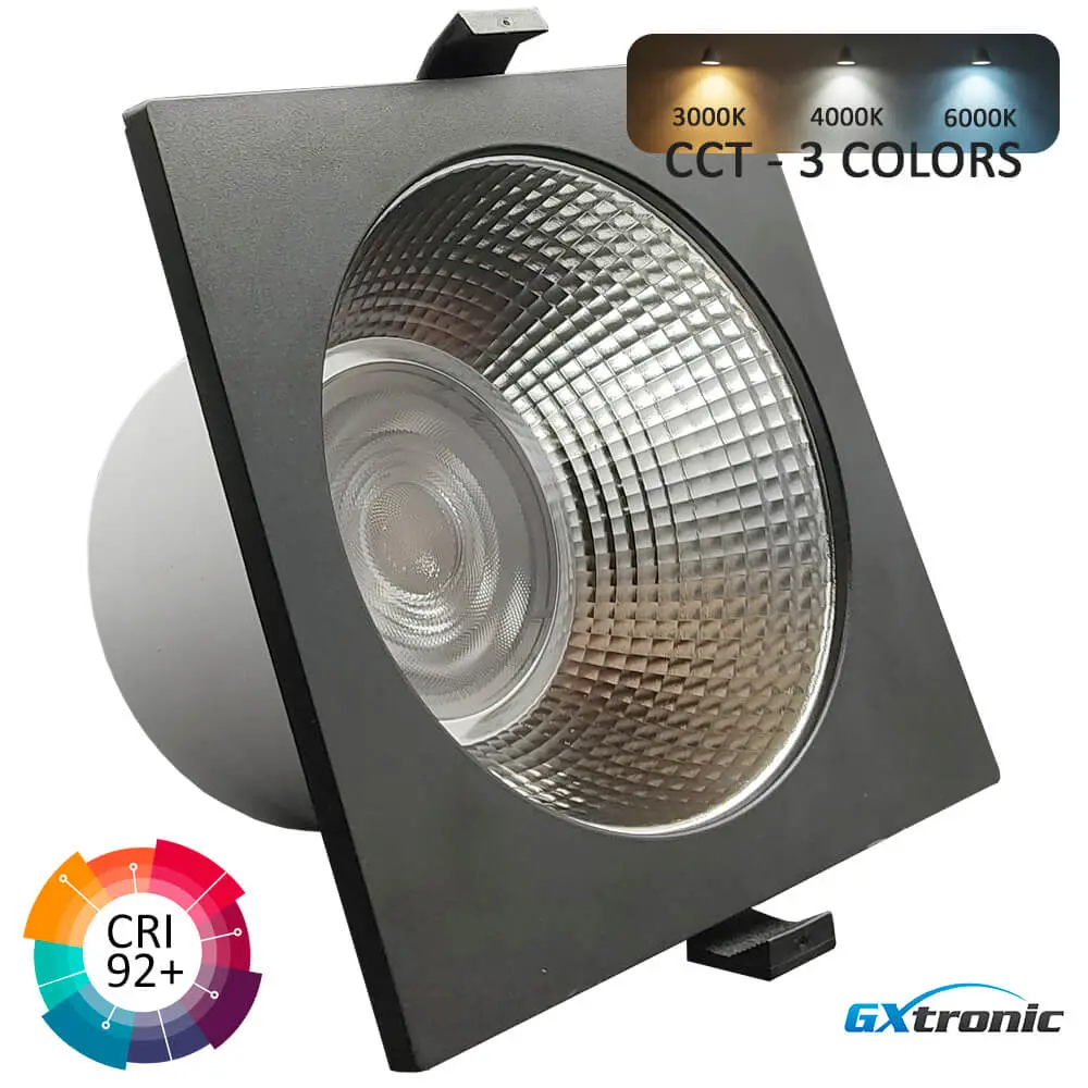 Foco Downlight LED Cuadrado 60W GXtronic | 3CCT | CRI+92 | IP65 | Corte Ø205mm - Imagen 1