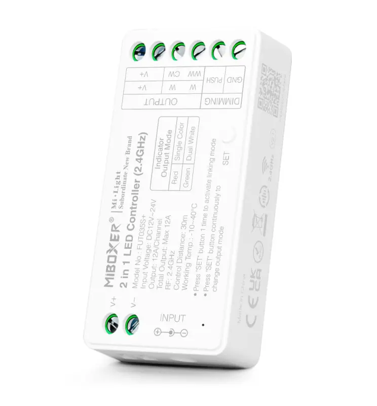 Controladora LED 2 en 1 | Monocolor + CCT | RF 2.4GHz | 12-24V - Imagen 1