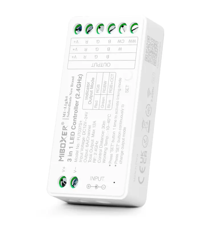 Controladora LED 3 en1 | RGB + RGBW + RGBCCT | RF 2,4 GHz | 12-24V - Imagen 1