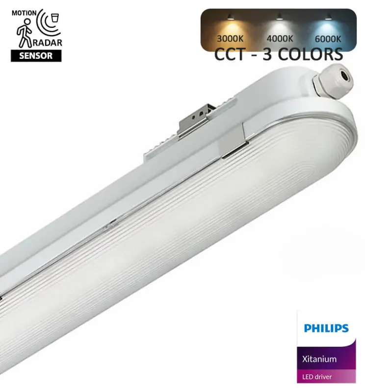 Pantalla Estanca LED 20W Con Luz de Emergencia | Sensor Radar | COREPLUS EVO 60CM | Driver Philips Xitanium | 3CCT | IP66 - Imagen 1