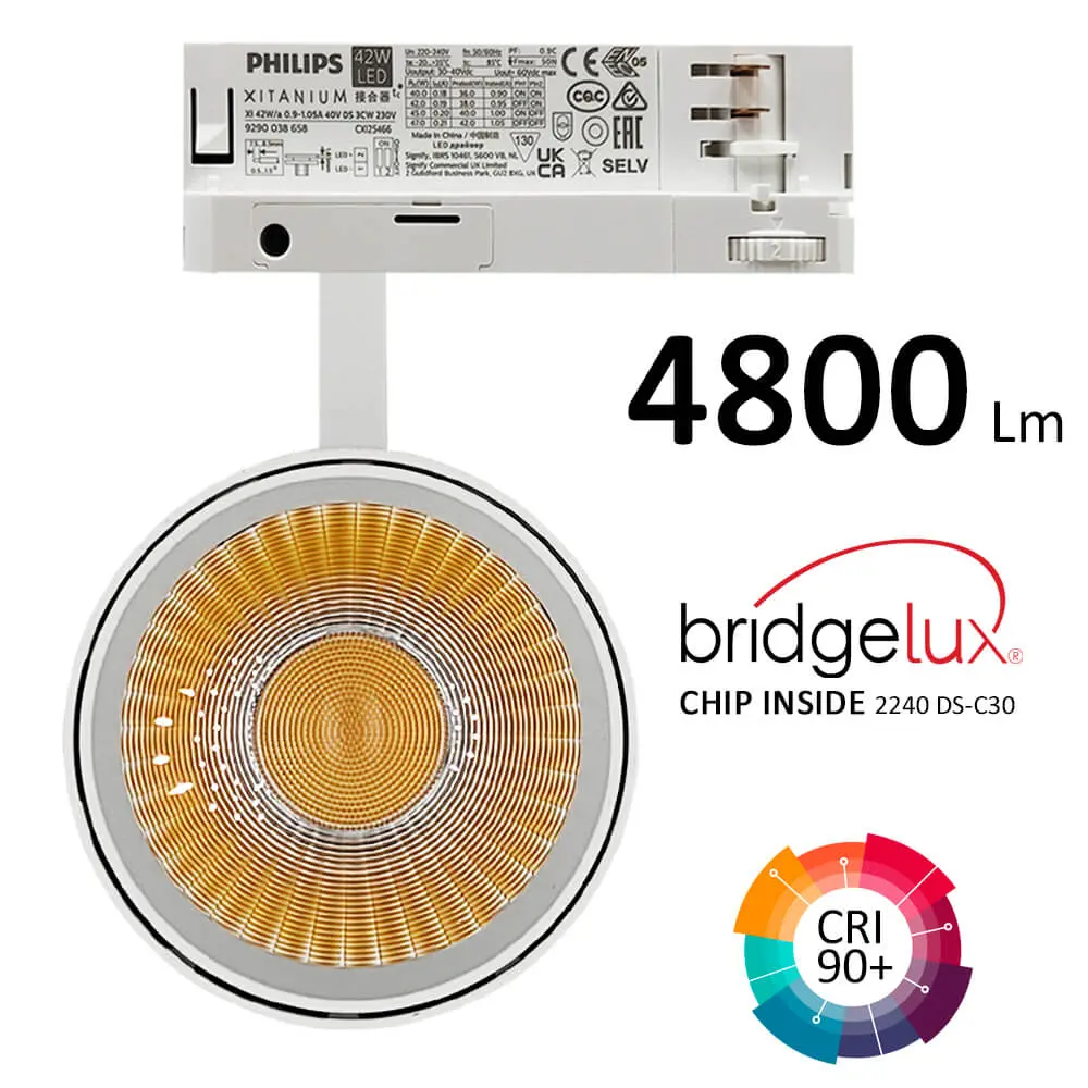 Foco LED 40W NEW MAYA 3CCT | Driver Philips Xitanium | Carril Trifásico | UGR13 | 24º - 60º | Blanco - Imagen 1