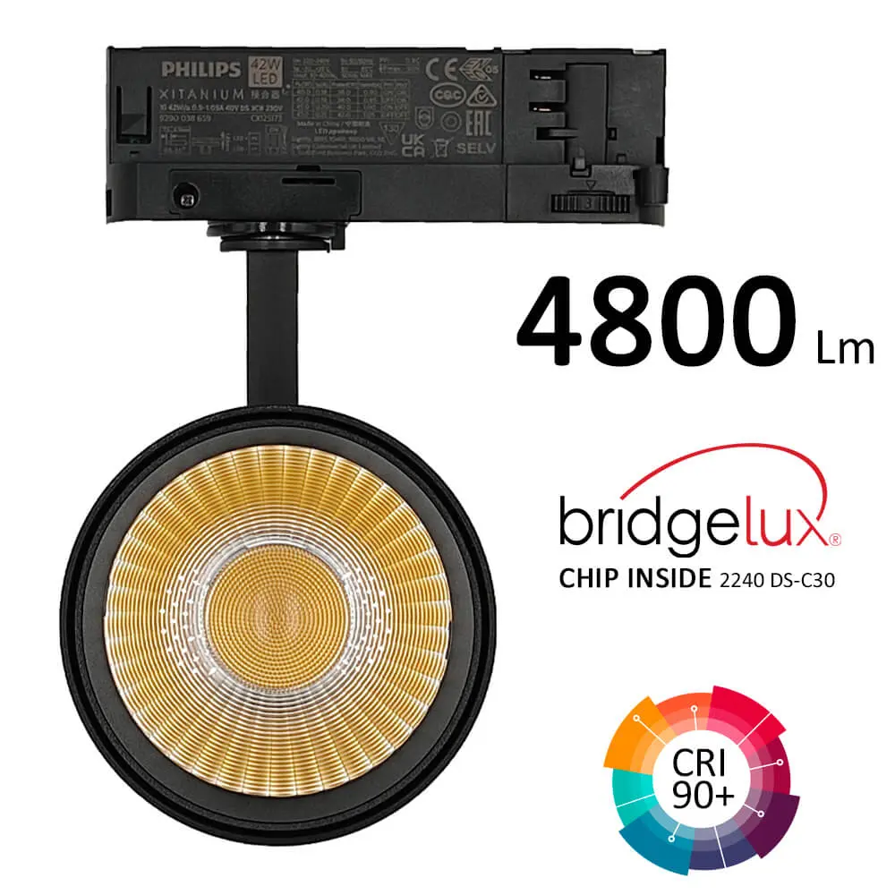 Foco LED 40W NEW MAYA 3CCT | Driver Philips Xitanium | Carril Trifásico | UGR13 | 24º - 60º | Negro - Imagen 1