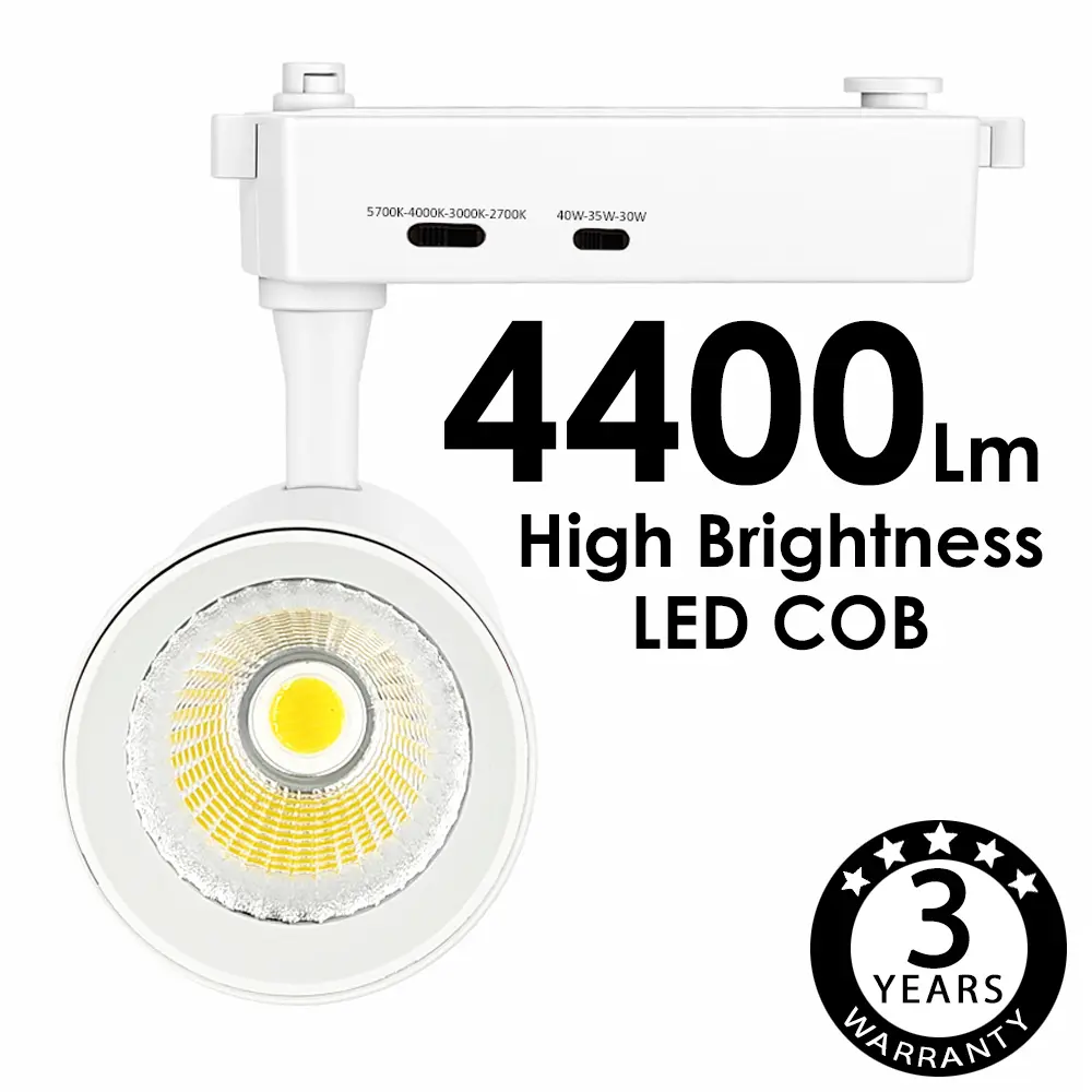 Foco LED 30W-40W PARMA Blanco Carril Monofásico | 4CCT | 24º - Imagen 1