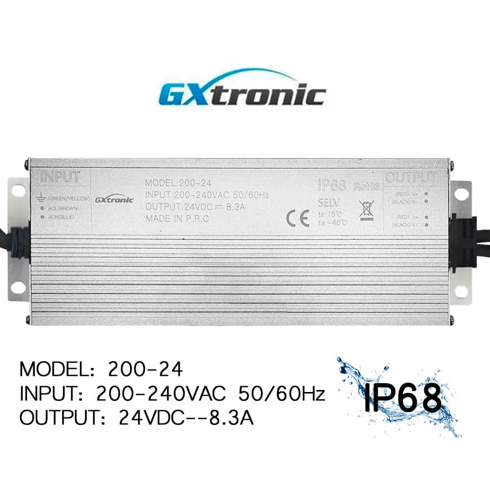 Fuente de Alimentación Estanca 24V 200W IP68 | GXtronic | 2 Salidas - Imagen 1