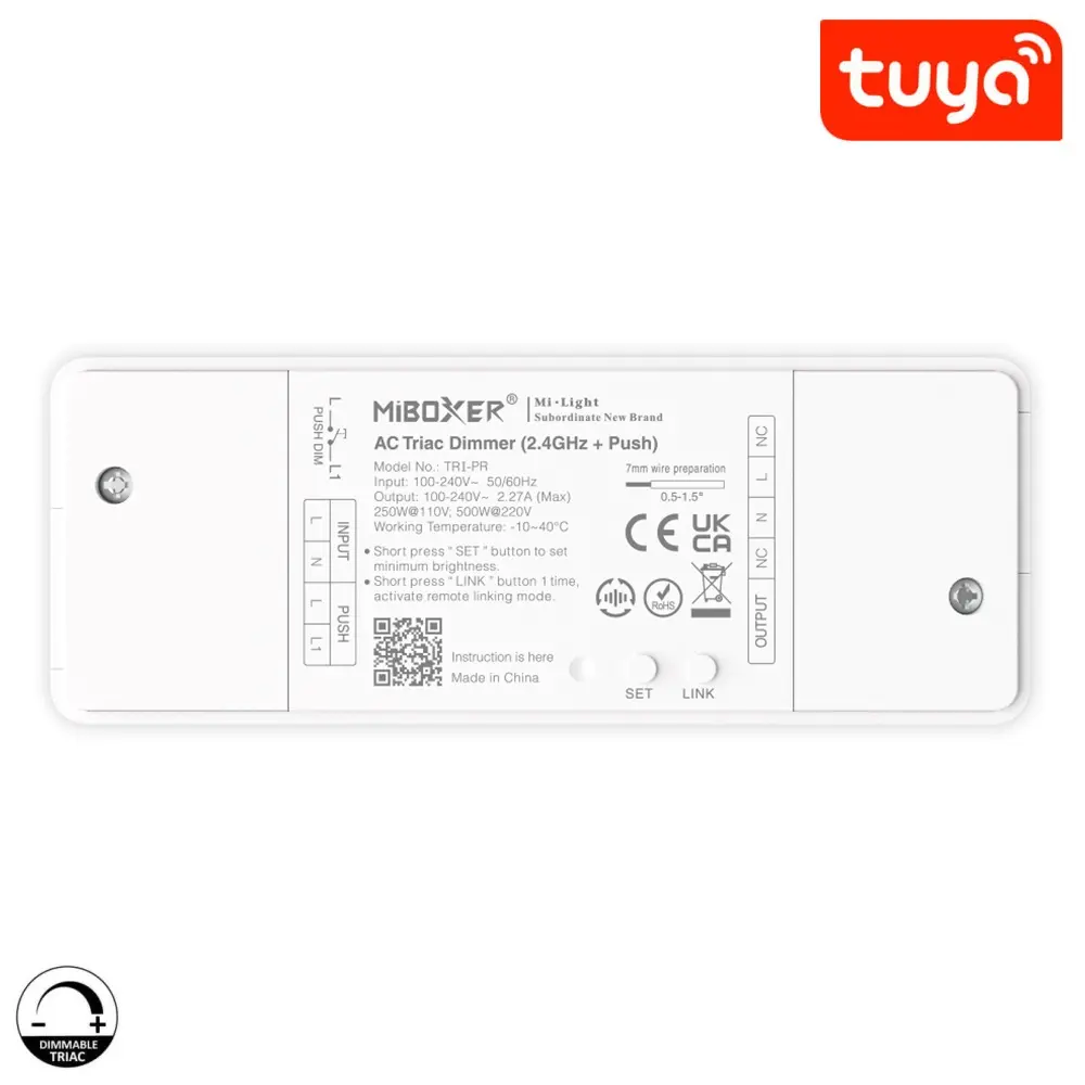 Regulador TRIAC + PUSH + RF 2.4GHz 100-240V AC | 500W | Tuya Smart App - Imagen 1