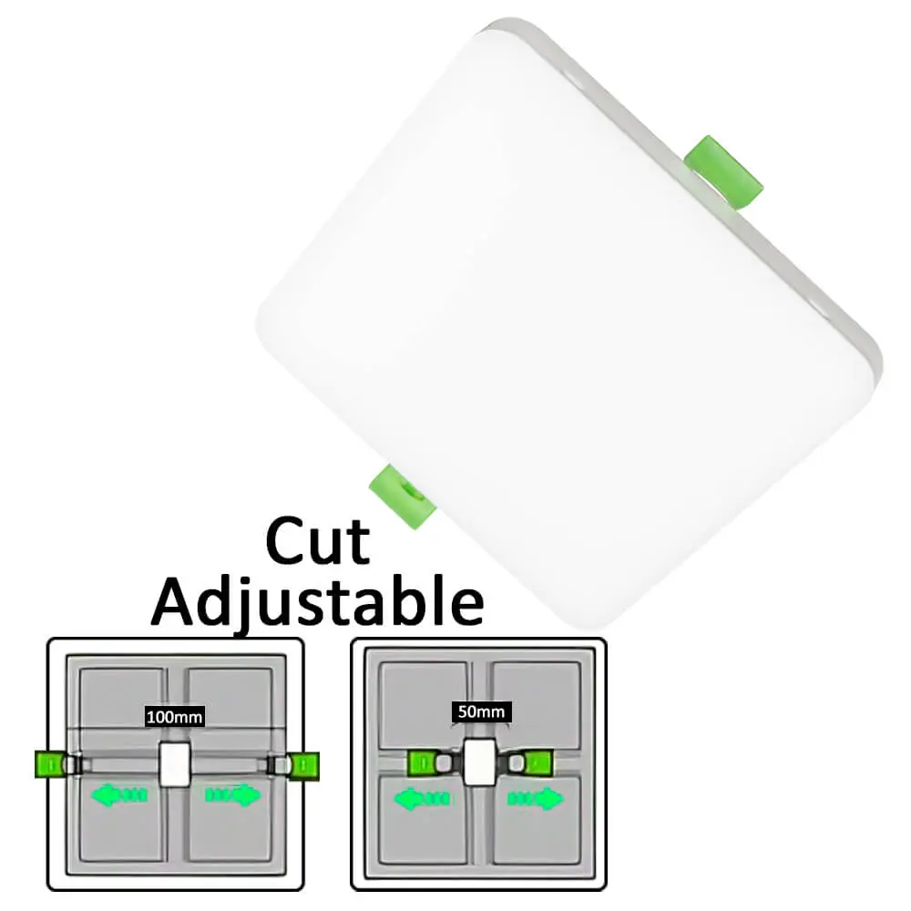 Downlight LED Cuadrado 6W 9W 12W Frameless 4CCT | Ajustable 50-100mm | Blanco | CRI92 - Imagen 1