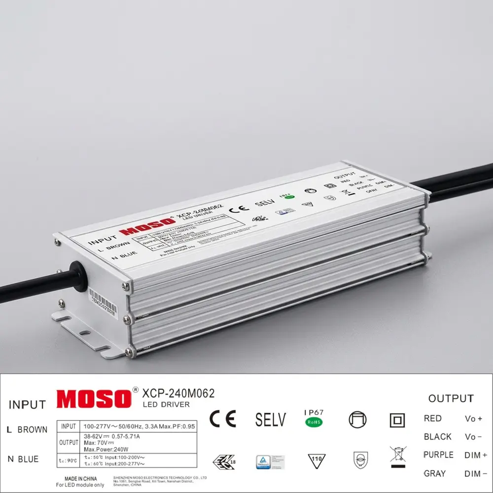 Driver LED MOSO XCP 240W IP67 | Programable y Regulable 1-10V | 5 años Garantía  - Imagen 1