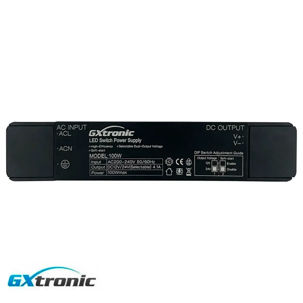 Fuente de Alimentación Slim GXtronic 100W | Salida Dual Seleccionable 12V/24VDC | IP42 | 4,1A  - Imagen 1