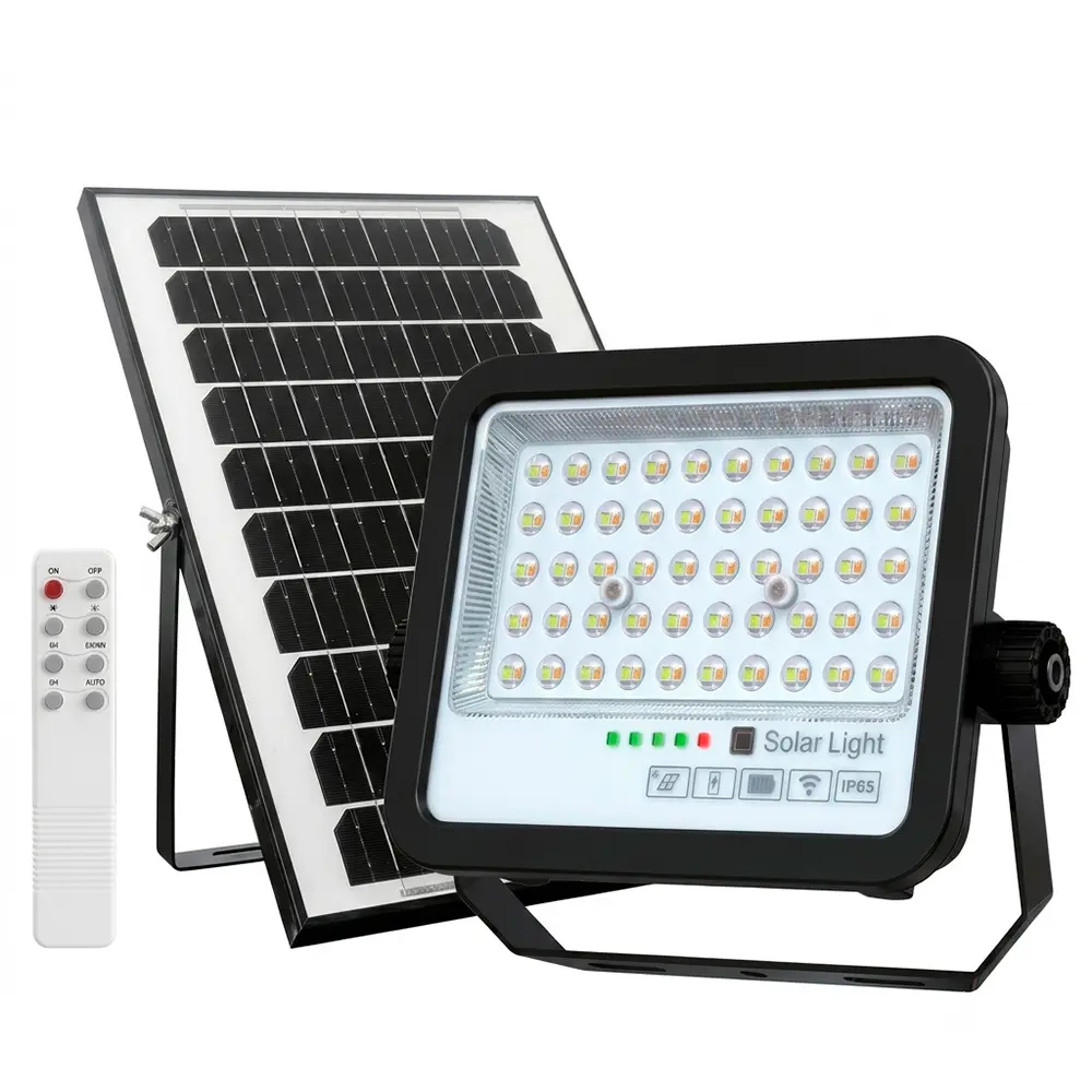 Foco Proyector LED Solar 100W 1100Lm EcoLux - 3CCT | Control Remoto | IP65 - Imagen 1