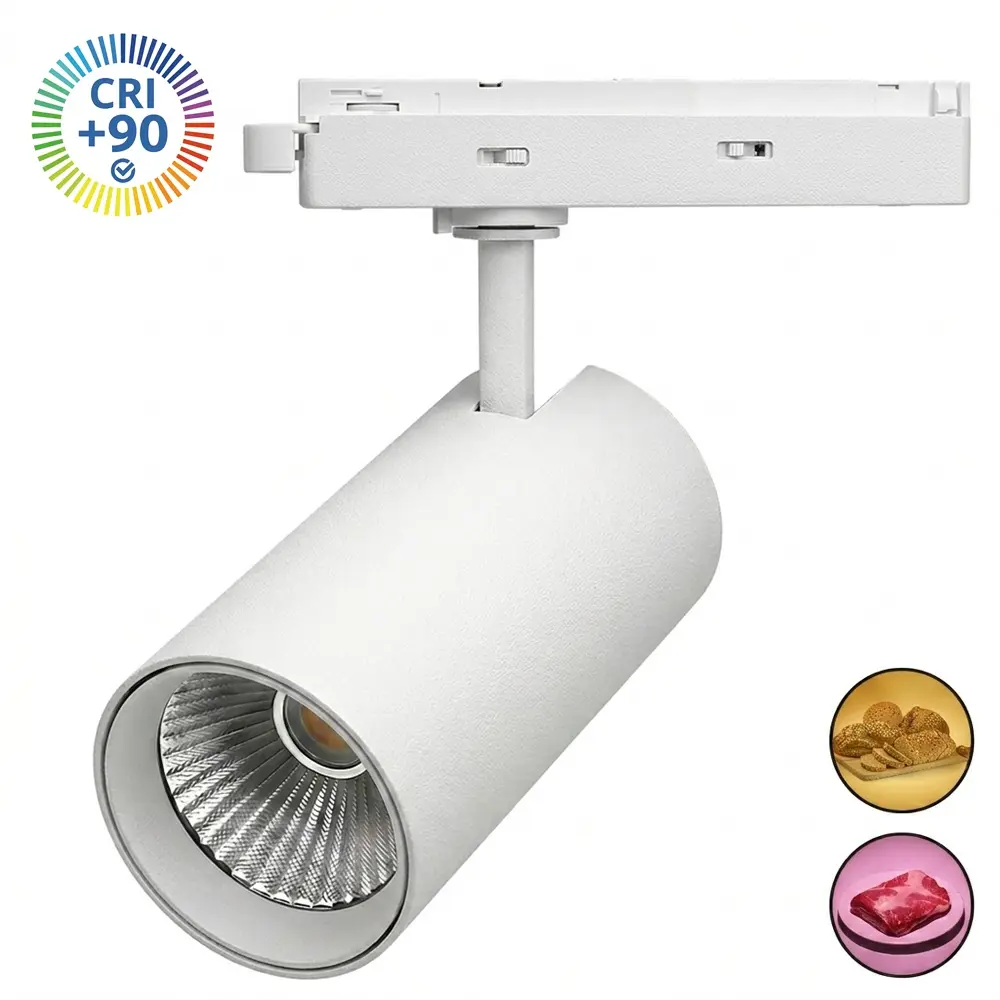 Foco LED Carril Monofásico 28W-40W NEW MAYA CRI+92 Bridgelux | No Flicker | Panadería y Carnicería | Blanco - Imagen 1