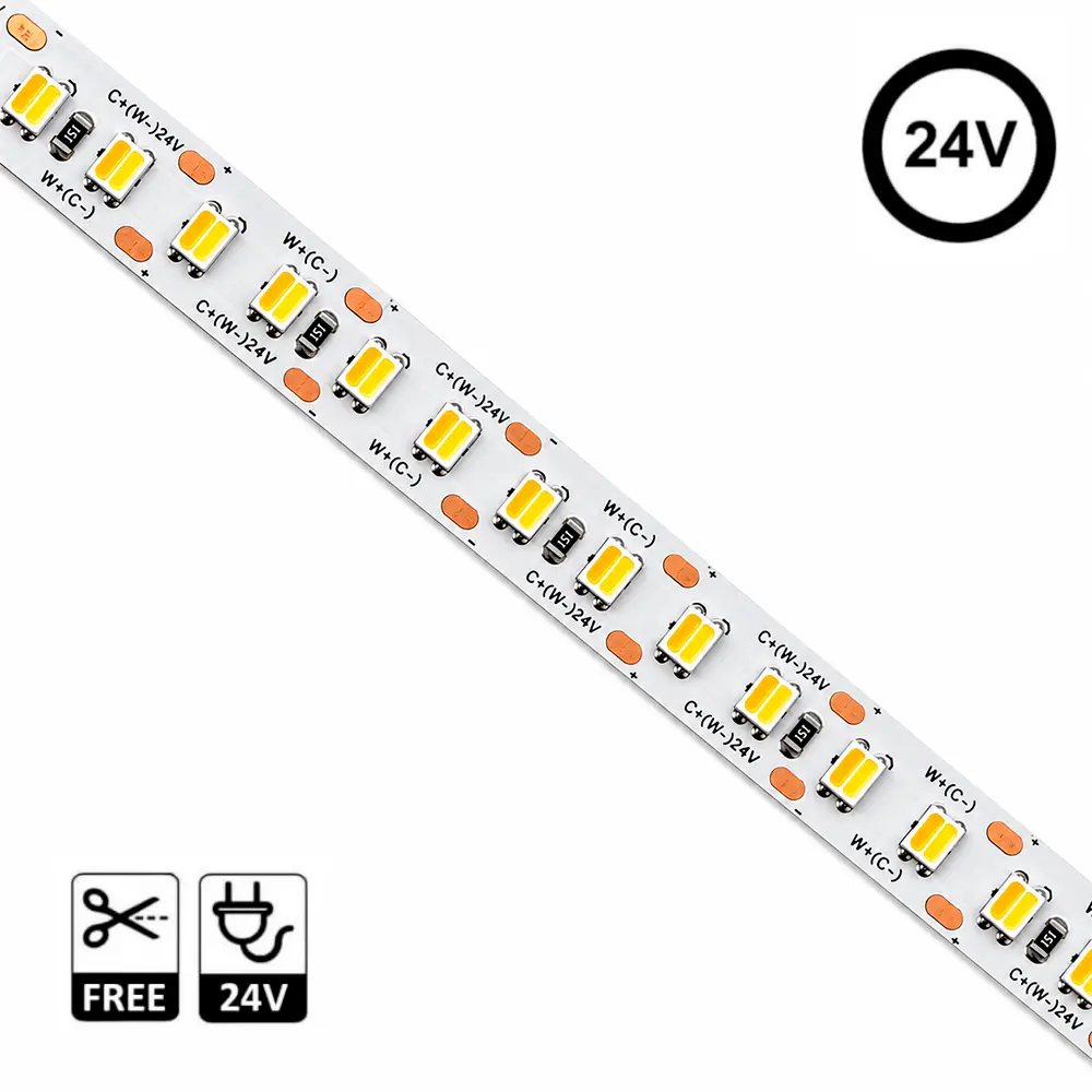 Tira LED 24V 20W/m 5CCT Seleccionable SMD2835 Free Cut | 168 LED/m | Rollo 5 Metros - Imagen 1