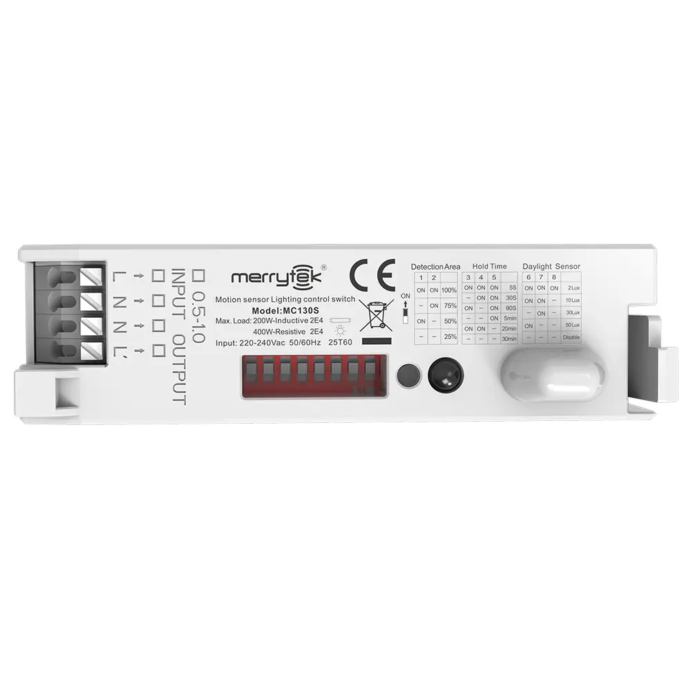 Sensor de Movimiento Microondas Merrytek MC130 para Luminarias LED ON/OFF 200W - Imagen 1