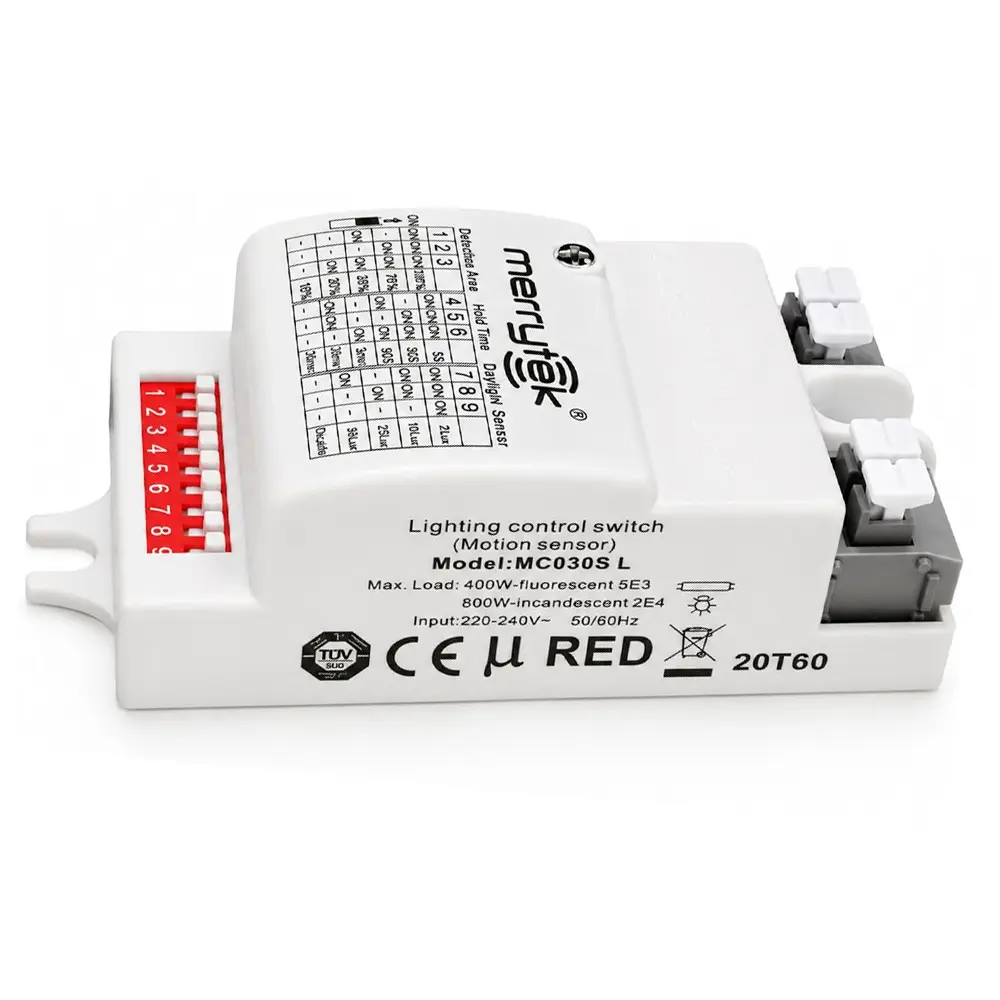Sensor de Movimiento Microondas Merrytek MC030S-L para Luminarias LED ON/OFF 400W - Imagen 1
