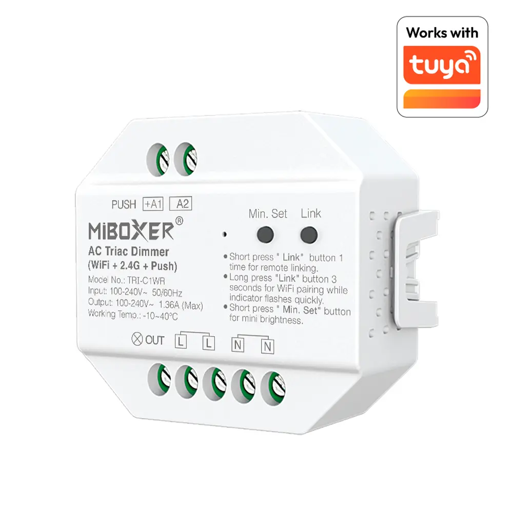 Regulador para Pulsador de pastilla para LED 220V | TRIAC + Push Dimmer | RF 2.4GHz | Tuya Smart App - Imagen 1