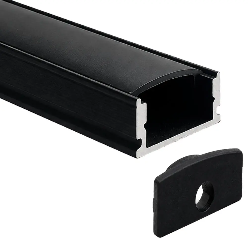 Perfil Aluminio Negro 2 metros en superficie para Tiras de LED | 17,4mm x 7mm - Imagen 1