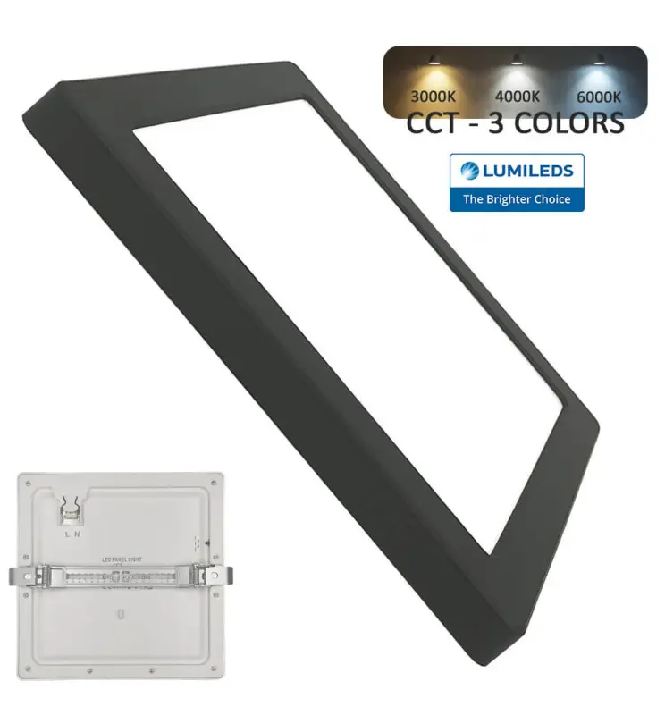Downlight + Plafón LED - Cuadrado- MOSS NEGRO LUMILEDS - 18W AJUSTABLE - CCT Color Seleccionable - Imagen 1