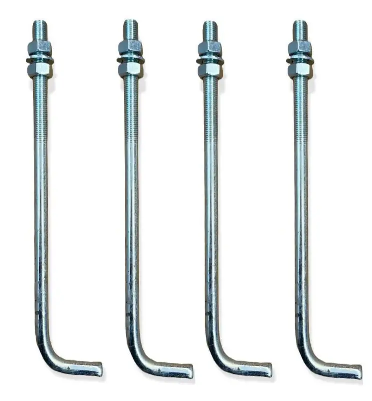 4 Pernos de anclaje para suelo para Columna - Acero Zincado - 16mm - Imagen 1