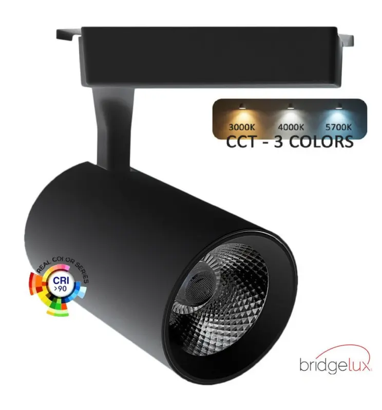 Foco LED 30W PARMA Negro Carril Monofásico - CCT - CRI+92 - 48º - Imagen 1