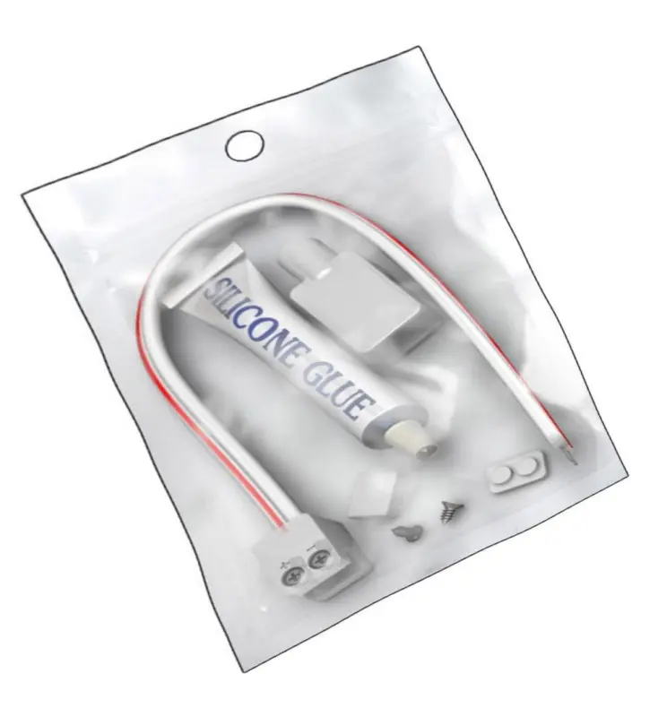 KIT Pegamento de Silicona para Tiras LED + Conector + Funda + Tapon final - 10mm -IP65 - Imagen 1