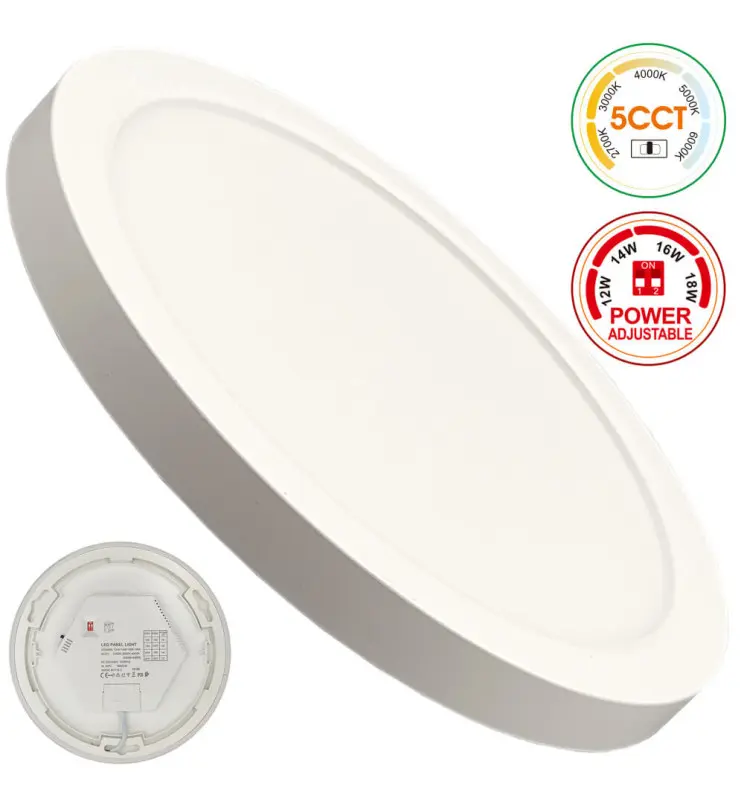 Plafón + Downlight LED - Circular - BONN Blanco - Potencia Ajustable 18W - 16W - 14W - 12W - 5CCT - SMD2835 140Lm/W - IP44 - Imagen 1