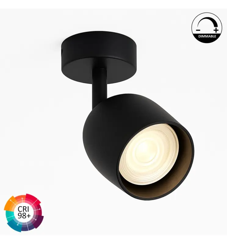 Aplique LED 8W Orientable | LEIDEN NEGRO | Regulable TRIAC | 24º | CRI+98 - Imagen 1