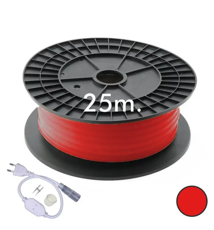 Néon LED Flexible 220V - Bobine de 25m / 16mm - 7W/m - Rouge - Imagen 1