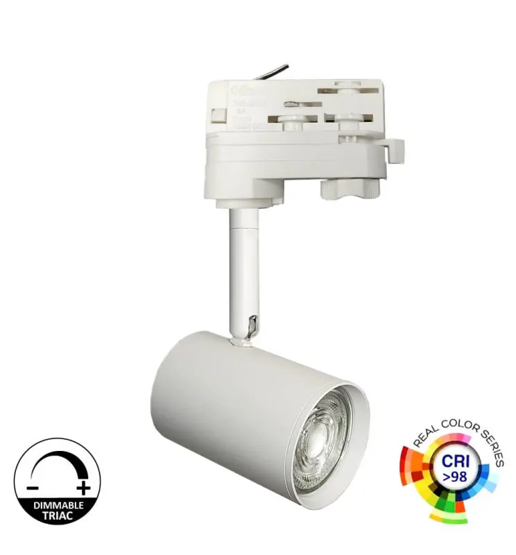 Foco Carril LED 8W Trifásico - BLANCO - Dimable Triac - 24º - HIGH LUMEN 150Lm/W - CRI+98 - Imagen 1