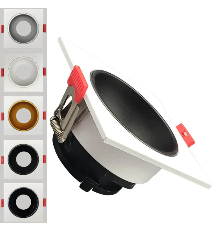 Aro cuadrado basculante - Serie Oculus - GU10-MR16 - Exterior blanco - Imagen 1
