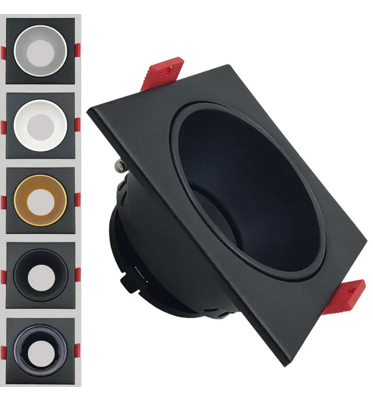Aro Cuadrado Basculante - Serie Oculus  - GU10-MR16 - Exterior Negro - Imagen 1