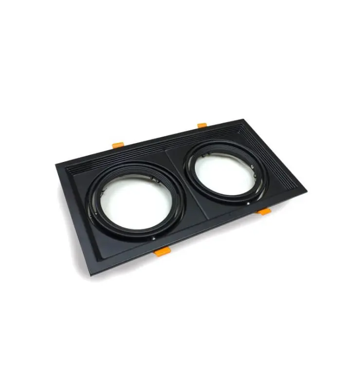 Aro Preto  Downlight Quadrado Basculante paraLED AR111 x2 - Imagen 1