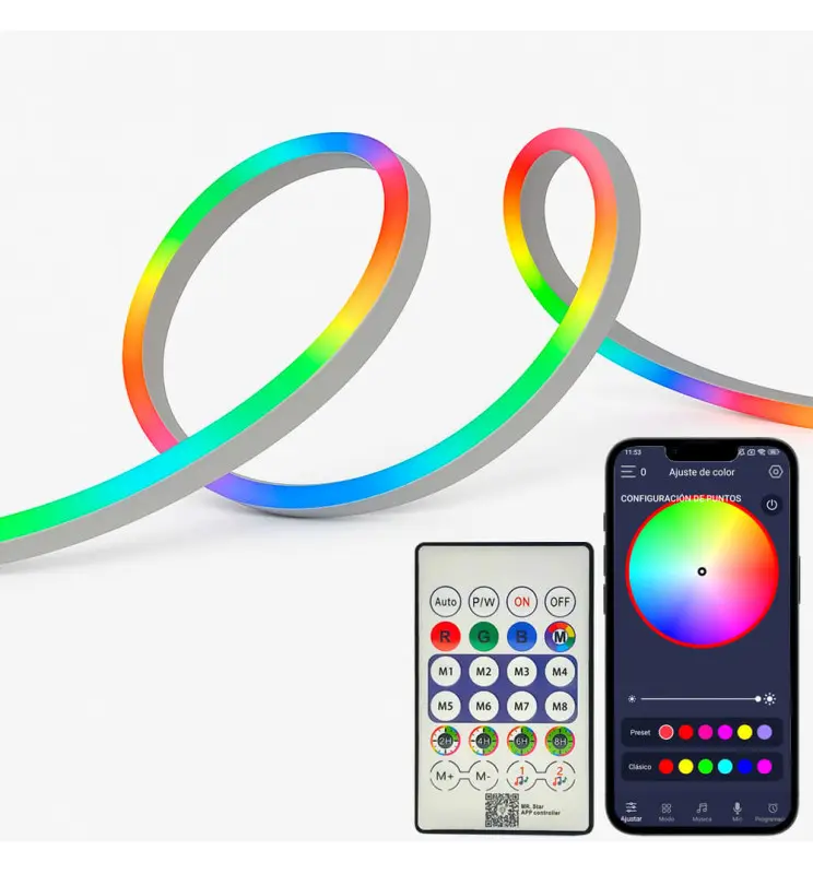 Neón LED Flex - RGB MAGIC SMART - Pack 5M IP67 - Control Remoto + APP - Imagen 1