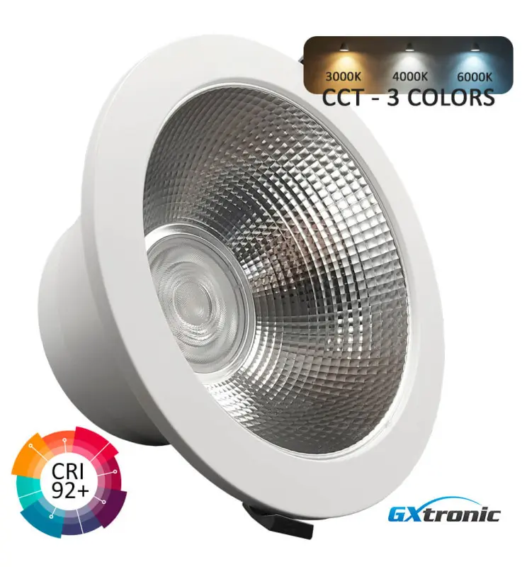 Foco Downlight LED Circular 60W GXtronic | 3CCT | CRI+92 | IP65 | Corte Ø205mm - Imagen 1