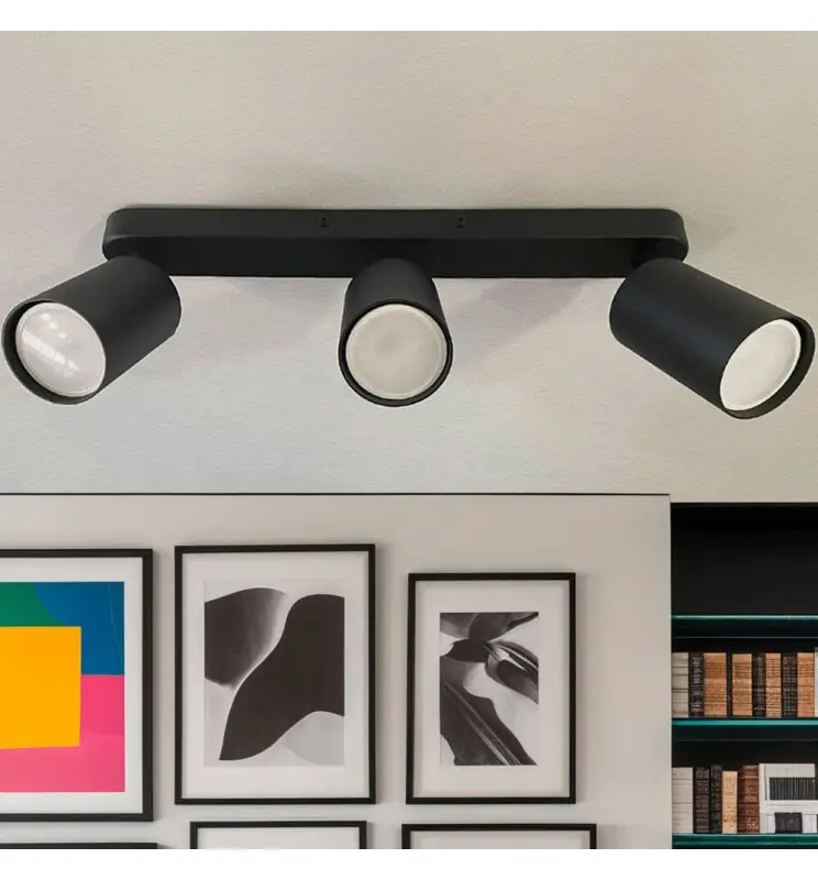 Aplique de techo Orientable - AMSTERDAM NEGRO - Aluminio - para 3 Lámpara GU10 - Imagen 1