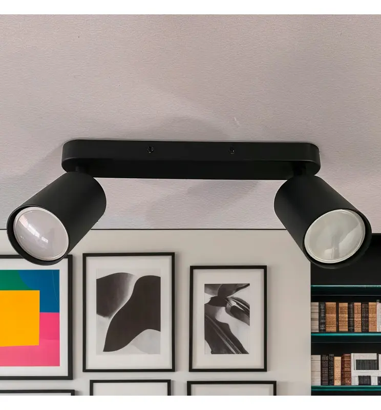 Aplique de Techo Orientable - ROTERDAM NEGRO - Aluminio - para 2 Lámpara GU10 - Imagen 1