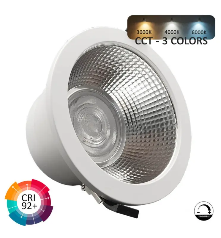 Foco Downlight LED Circular 40W | Regulable Driver Lifud |3CCT | CRI+92 | IP65 | Corte Ø145mm - Imagen 1