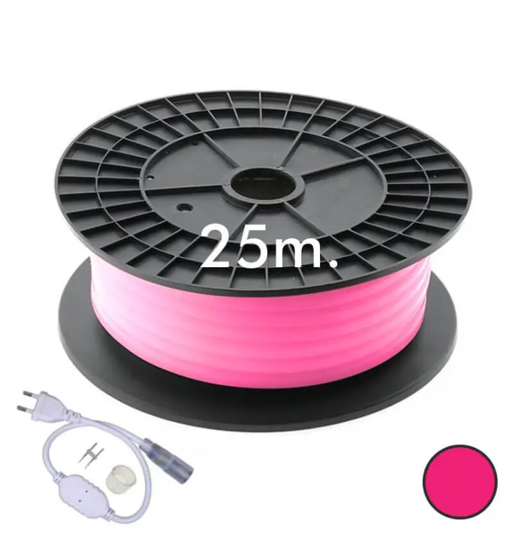 Neón LED CIRCULAR Flexible 220V Bobina 25m 16mm - 7W/m - Rosa - Imagen 1
