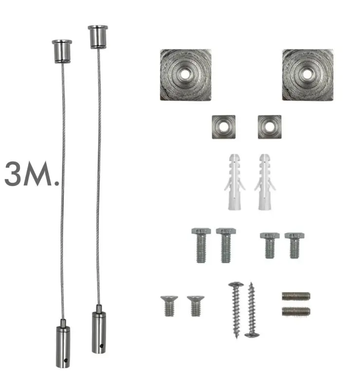 Kit colgante universal - Plata -  con cable de 3m - Pack 2 unidades - Imagen 1