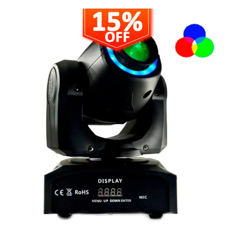 Cap Mobil Spot LED 30W BOSTON Alb + 7 Culori - 7 Gobo-uri Fixe - DMX - Imagen 1