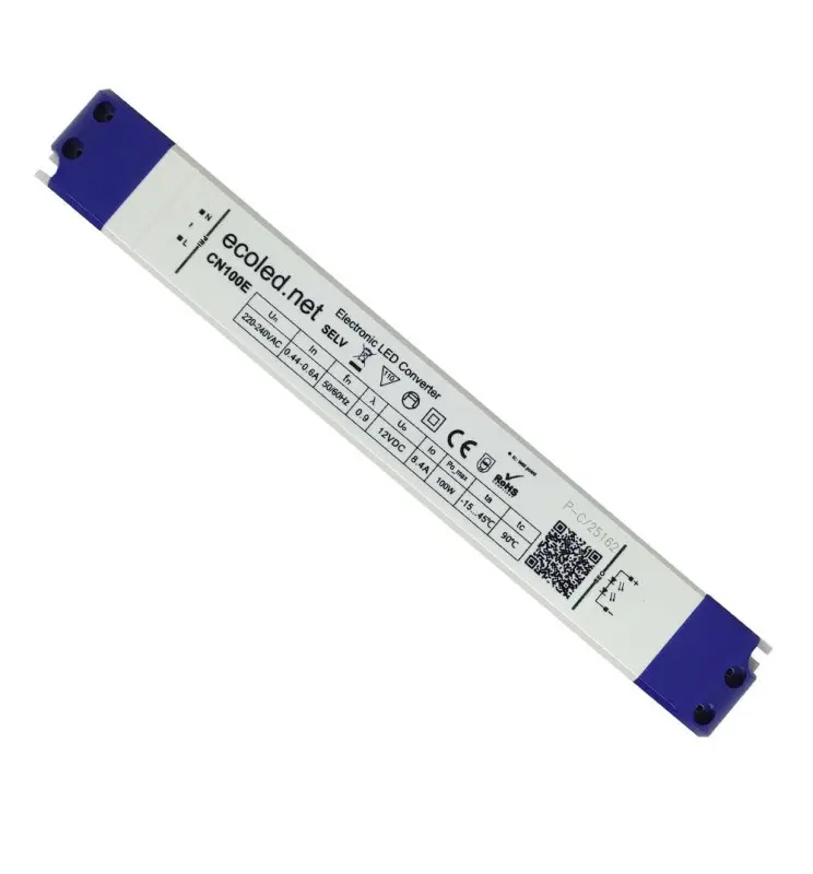Virtalähde - Ammattimainen 12V 100W - ECOLED - IP20 - TÜV - Imagen 1