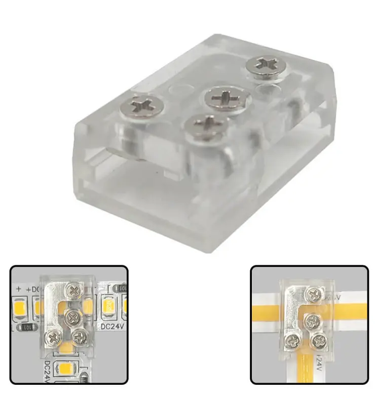 Conector Transparente para unión L&T tiras LED COB + SMD - 10mm - IP20 - Imagen 1