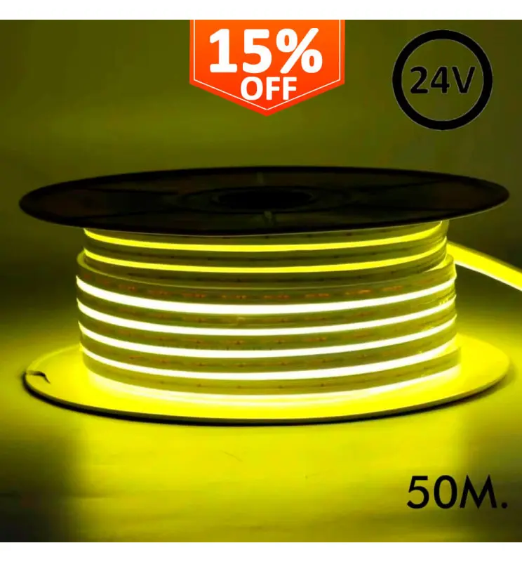 Neón LED Flexible 24V - 8W/m - Bobina 50m - 6x12mm - AMARILLO - Imagen 1