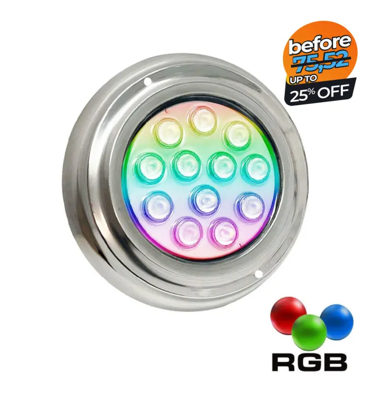 Lámpara LED RGB Sumergible 12W - DC12V - IP68 - Acero Inoxidable 316 - Imagen 1